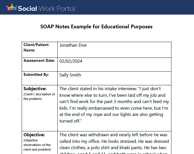 Case Management Social Work Case Plan Template