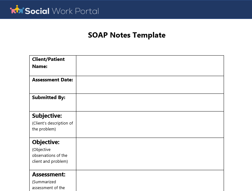 Social Work Case Notes Template SOAP