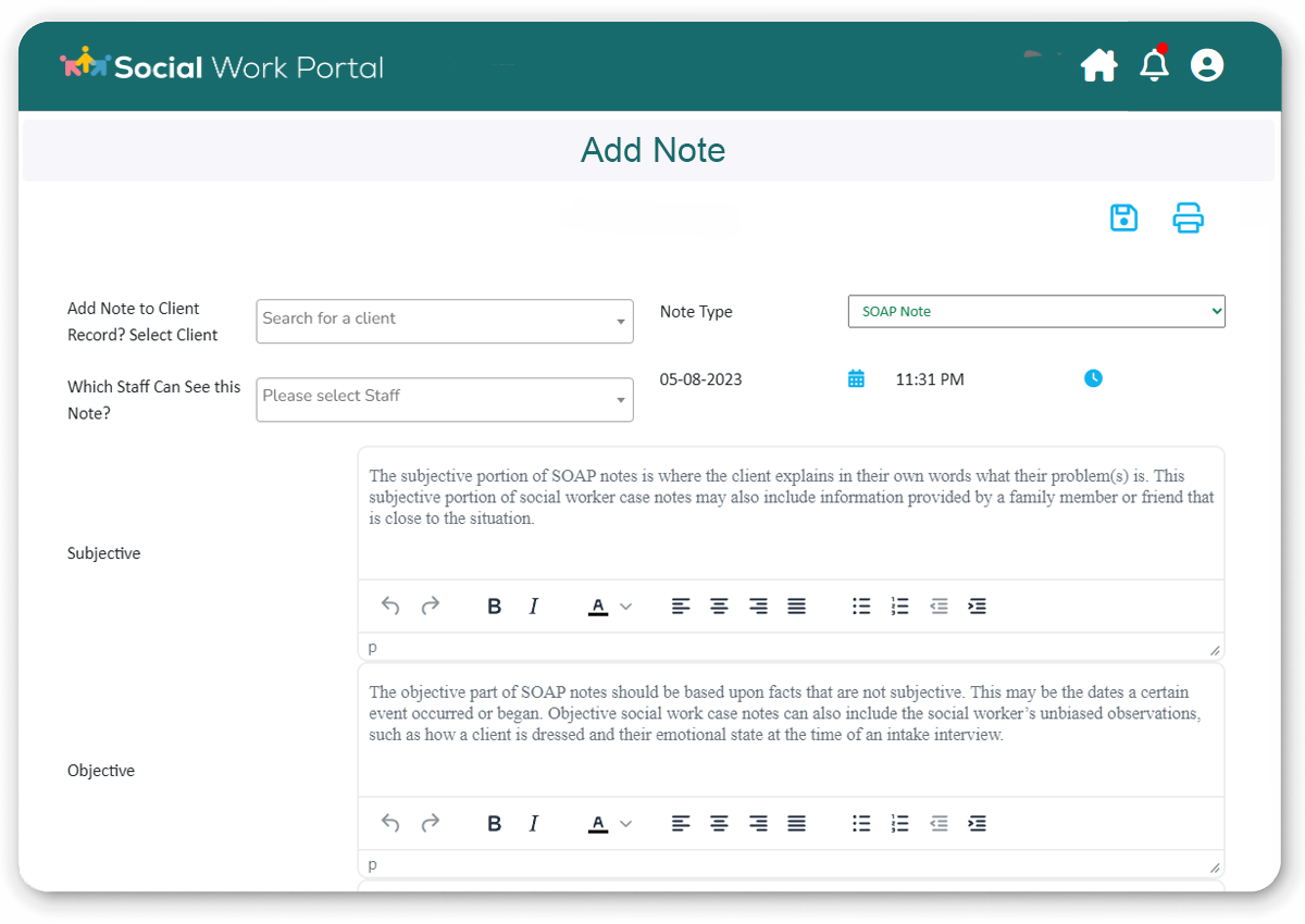 Social Worker SOAP Notes Templates