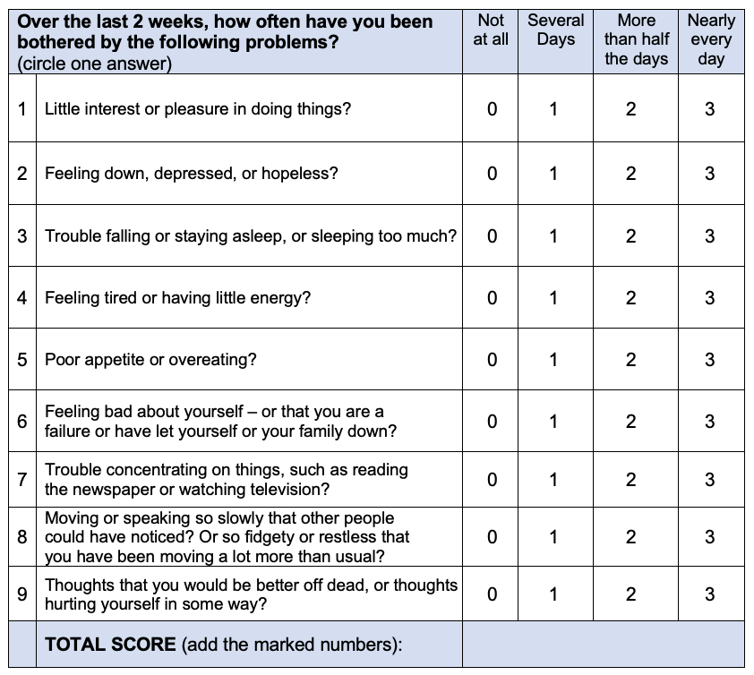 online test for anxiety and depression