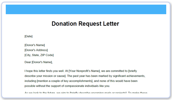 Free sample donation request letter for nonprofit
