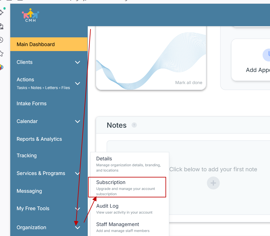 Organization Page to Subscribe