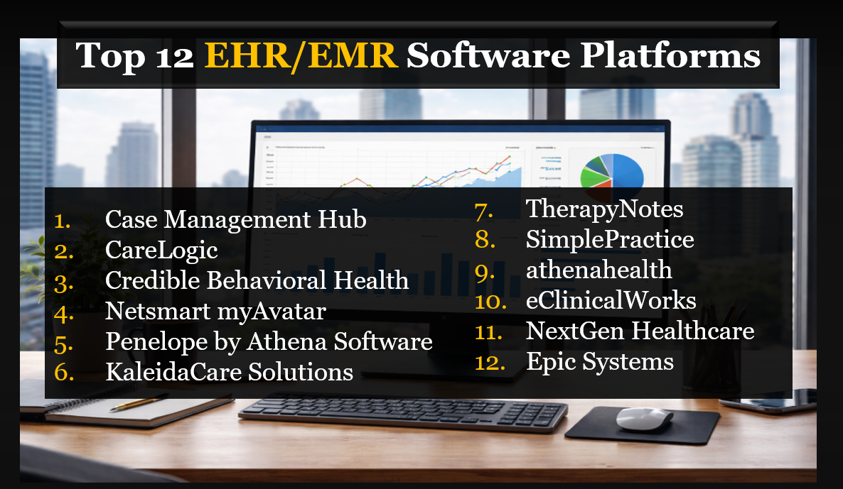 Top 12 EHR and EMR Case Management Software Platforms (2026–2027-2028 Ranking)