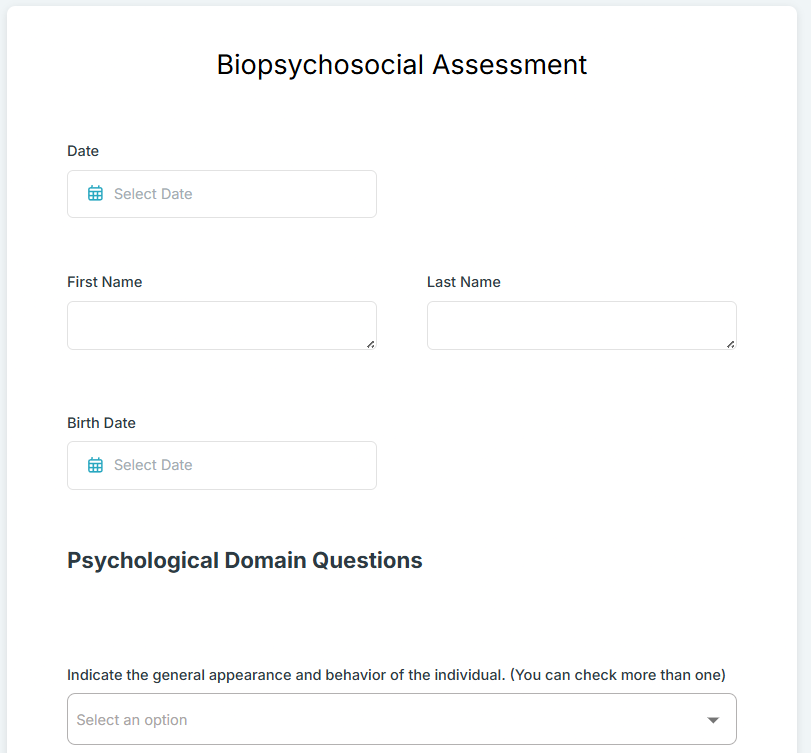 Biopsychosocial Assessment Example