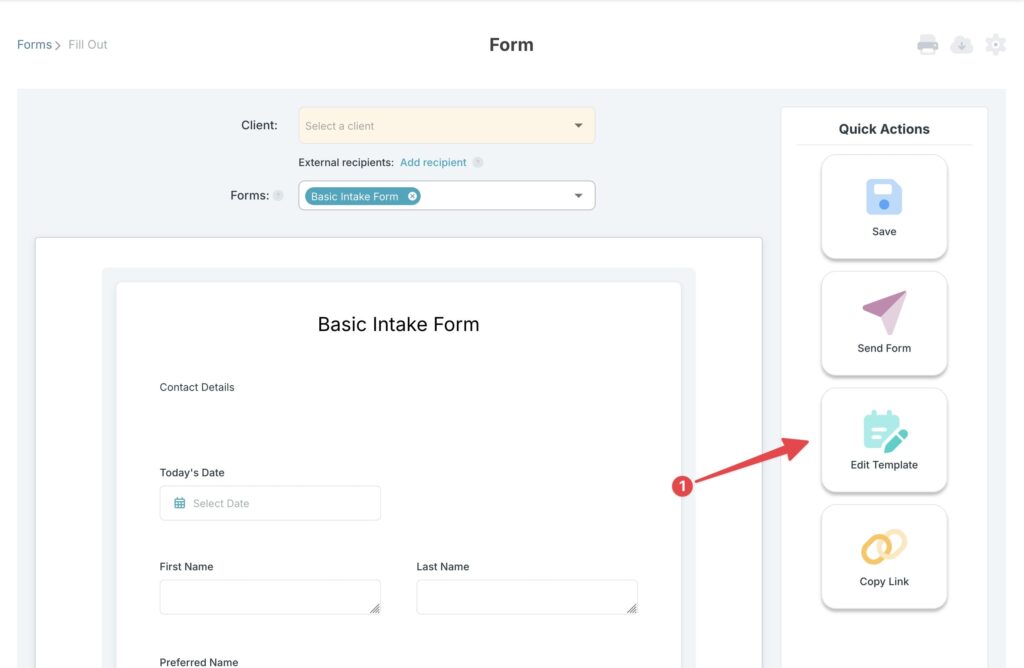 How to send a basic intake form step 2A