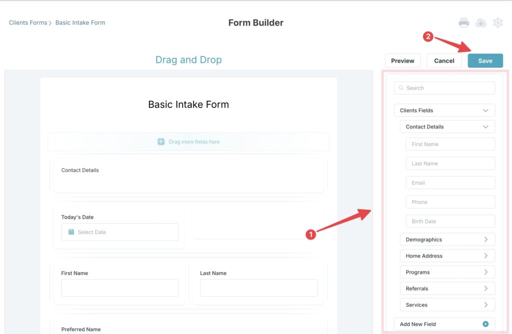How to send a basic intake form step 2B