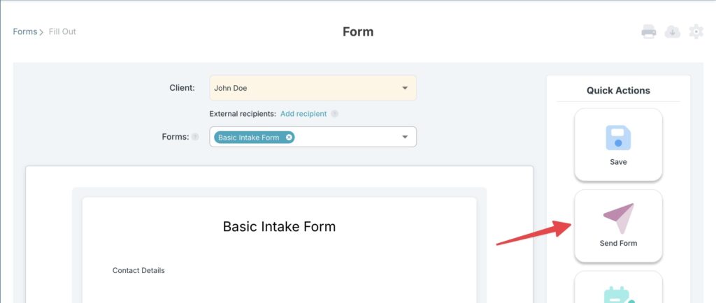 How to send a basic intake form step 4A