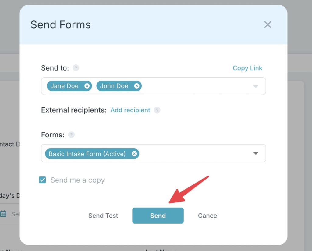 How to send a basic intake form step 4C