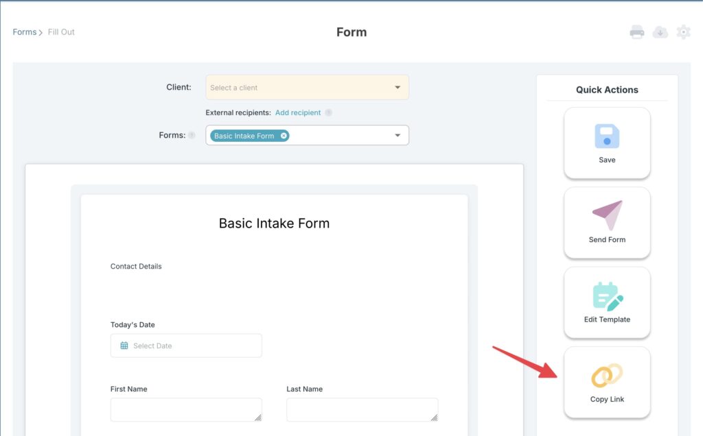 How to send a basic intake form step 5A