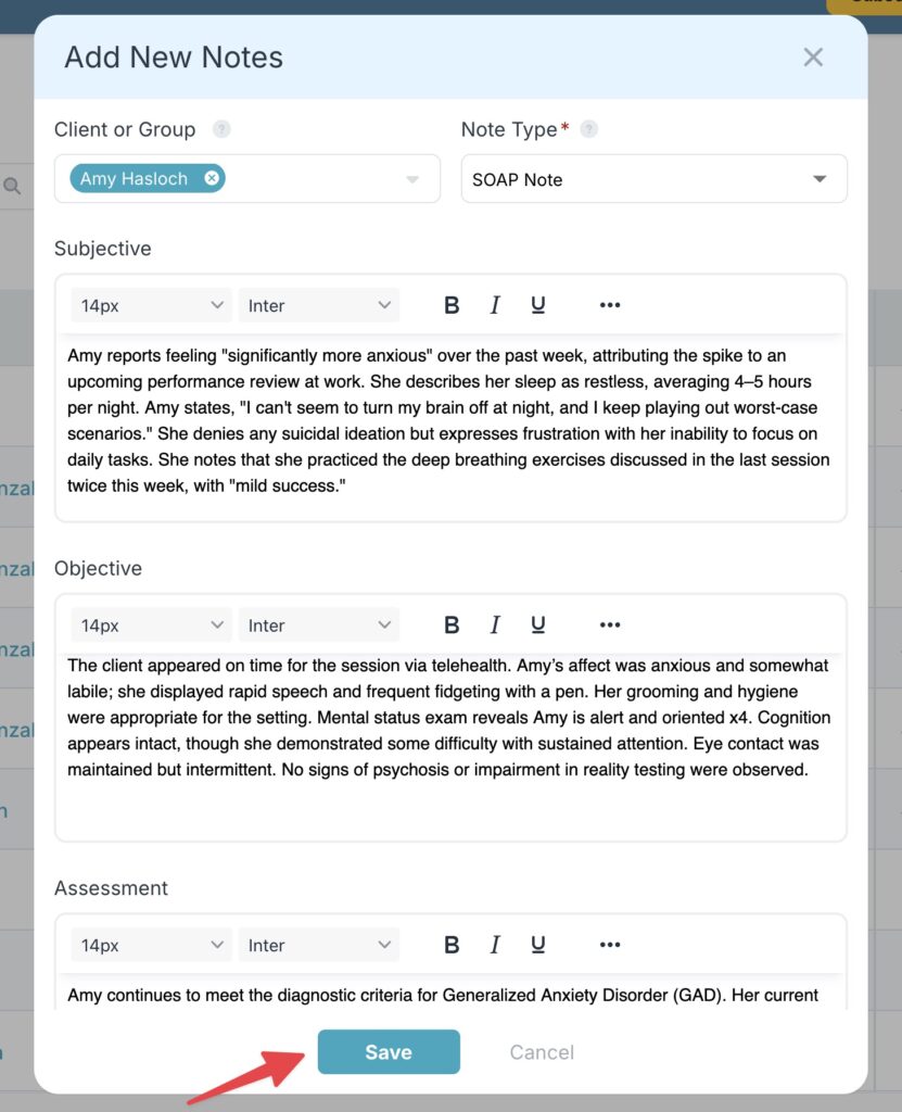How to make a SOAP note step 3