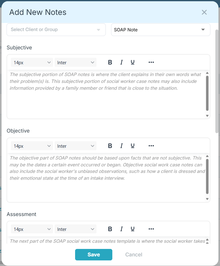 Example SOAP Note Template