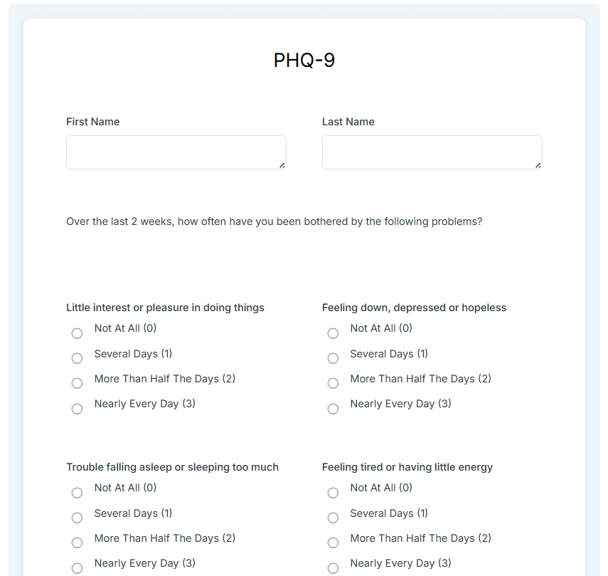 Patient Health Questionnaire-9 Example